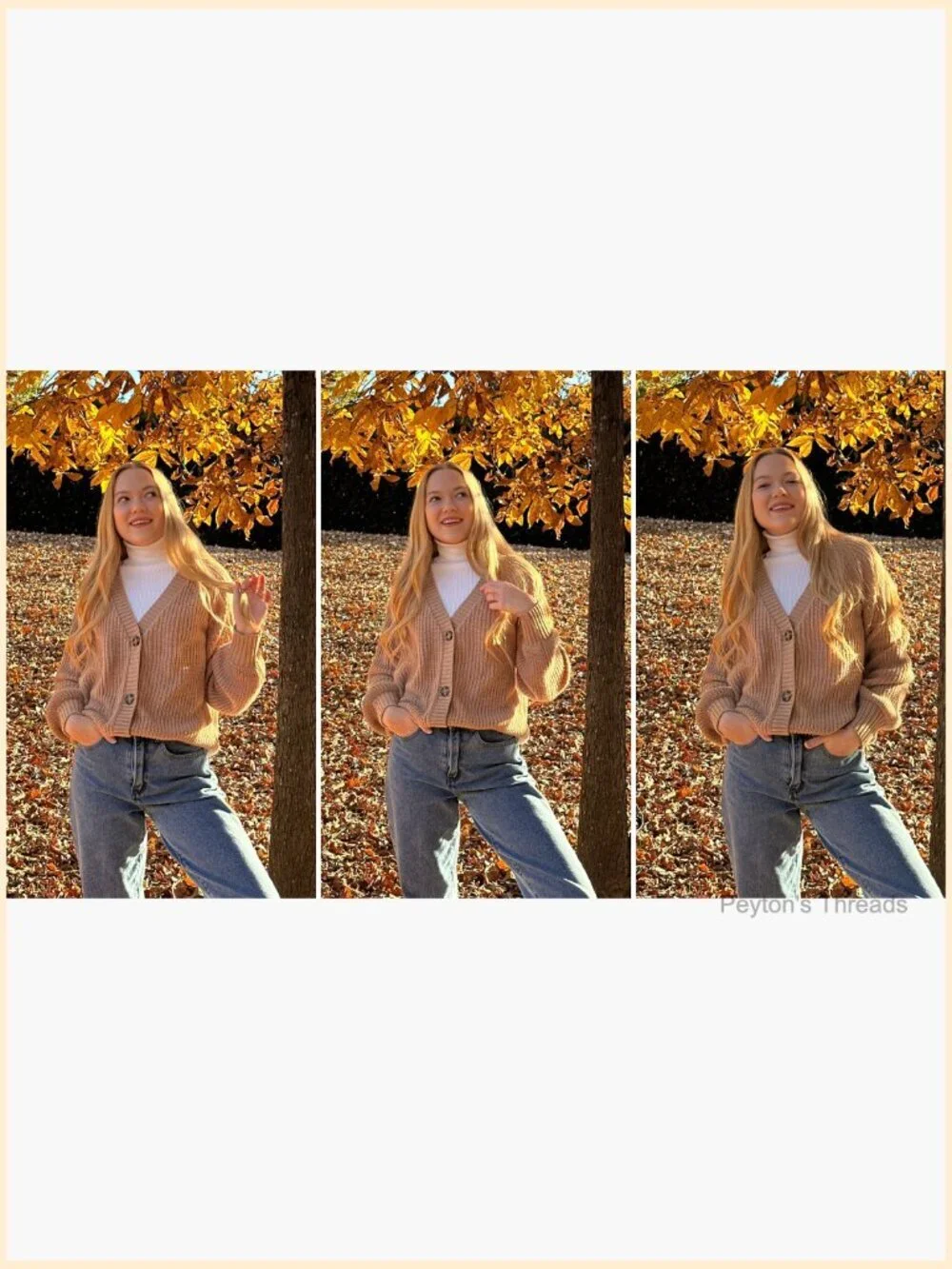 Chunky Knit Cardigan Open Front V Neck Button Sweater